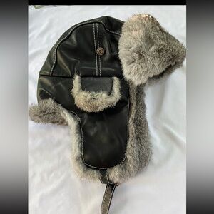 Faux Leather & Fur Aviation Hat